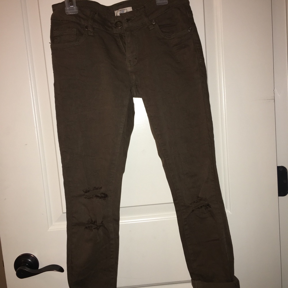 Olive green skinny jeans